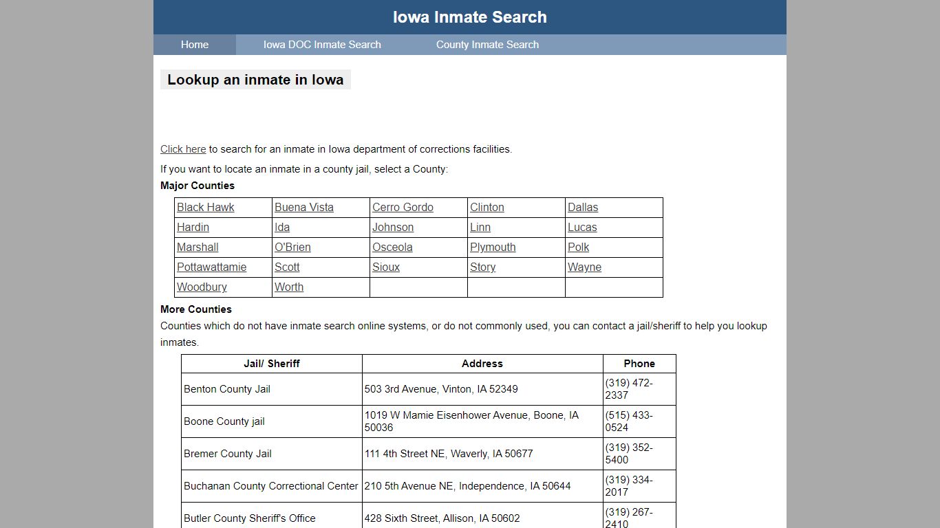 Iowa Inmate Search